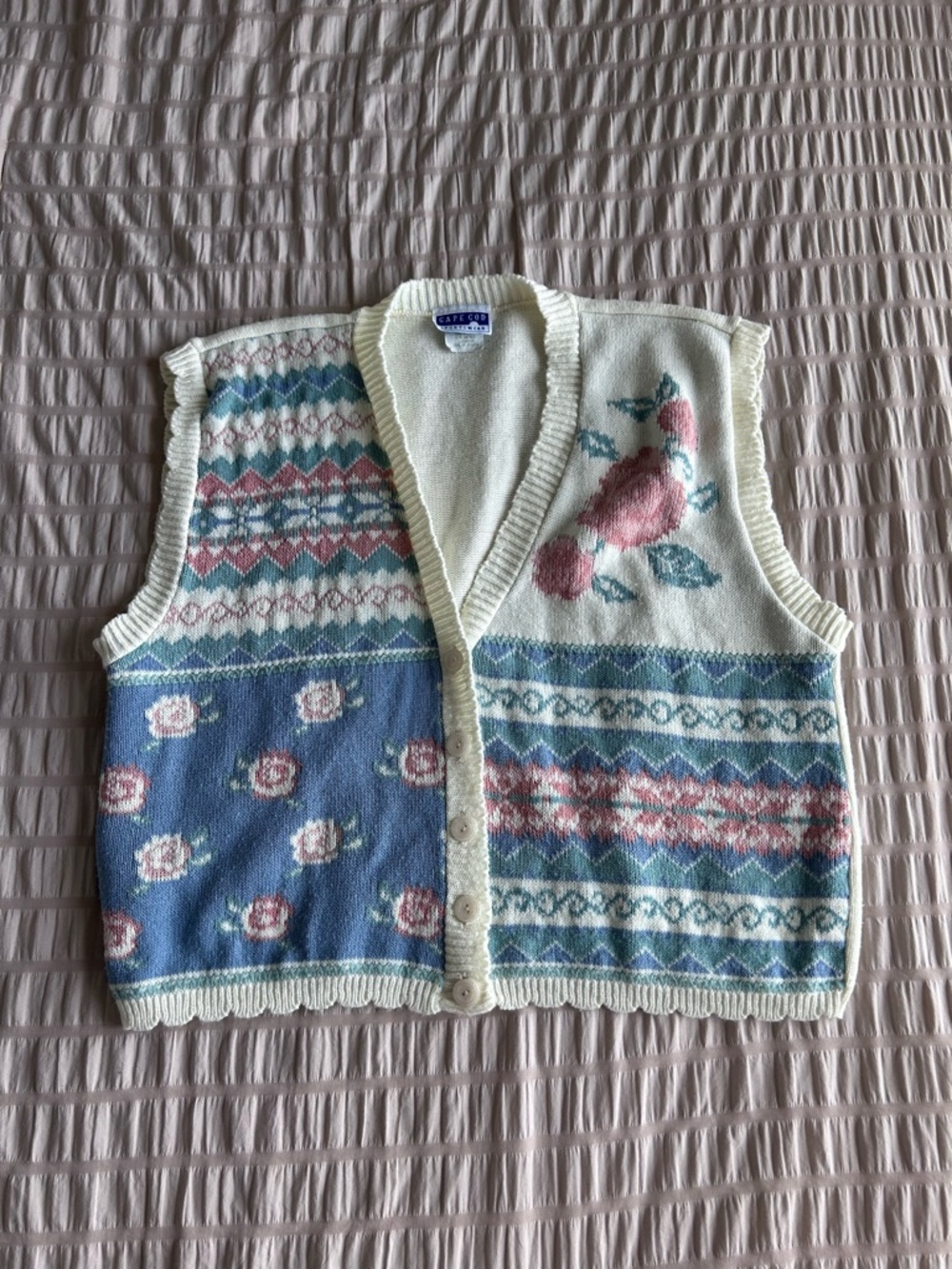 Cape Cod Sportswear Vintage Floral Patchwork Vest (L)